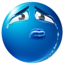 Blue sphere emoji with a frowning, disgusted expression and squinted eyes.
