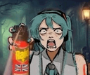 Anime girl with teal hair looking distressed and shouting while holding a red spray can.