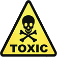 Skull and crossbones inside a yellow triangle with the word TOXIC written at the bottom.