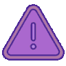 Purple triangle containing an exclamation mark representing a warning symbol.