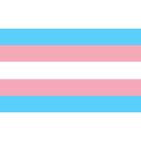 Transgender pride flag with horizontal stripes of light blue, pink, and white.