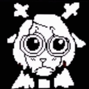 A pixelated creature with very large, watery eyes looking sad and distressed.