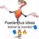 A blurry figure with arms outstretched stands above Spanish text asking if ideas can delete the account, surrounded by fire …
