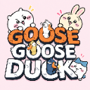 A goose, a duck, and a rabbit character peeking over bold text in a cute, cartoon style.