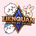 Three cute round cartoon creatures cheering around a gold and blue diamond-shaped game logo.