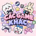 Cute chibi characters holding game controllers surrounded by gaming icons and pastel colors.