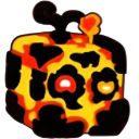A square-shaped creature made of swirling orange and yellow lava with black obsidian patches.