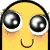 Two yellow blob characters side by side, one with wide eyes and one with closed eyes, both smiling.