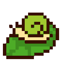 A small green snail resting on a leaf with Z symbols appearing above it to indicate sleep.