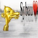 A golden, distorted caricature head looking toward a red heart symbol on a gray background.