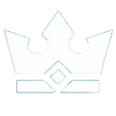 A white pixel art crown with a diamond shape in the center against a black background.