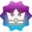 A stylized crown icon centered on a glowing, purple and blue starburst background.