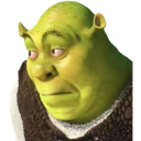 Shrek looking to the side with a skeptical and judgmental expression.