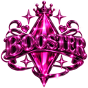 Crystal emblem with the word BOOSTER written in bold letters surrounded by glowing magical sparkles.