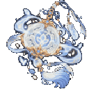 A glowing blue and gold magical orb with intricate filigree and hanging tassels.