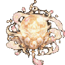 Glowing golden orb surrounded by flowing pink ribbons and magical energy.