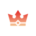 Crown symbol in a vibrant orange and red gradient.