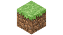 A 3D pixelated cube with a green grassy top and brown dirt sides.