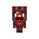 Minecraft character wearing red armor shown from four different angles.