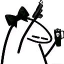 Stick figure character wearing a bow, holding a gun, and drinking from a skull mug with a neutral expression.