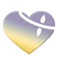 Heart shape with a soft purple and yellow gradient and a white swirling aura.