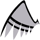 A stylized gray wing segment with jagged edges on a black background.