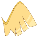 A stylized golden wing shown in a flat, cartoon art style.
