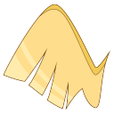 A stylized golden wing with defined feather segments pointing upwards.