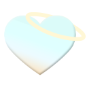 Heart shape in light blue with a digital glitch effect on the bottom edge.