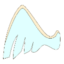 A stylized light blue wing with a simple outline.