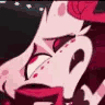 Angel Dust character rapidly changing between various annoyed and smug facial expressions.