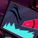 A television-headed character with a red screen and glowing eyes initiates a video call with the text SHOK.WAV displayed.