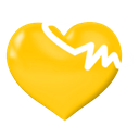 Yellow heart with a white jagged pulse line across the center.