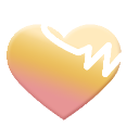 Heart with a white pulse line running across it in a 3D pink and yellow gradient style.