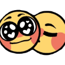 Two yellow emojis, one with heart eyes and the other leaning in for a kiss, expressing affection.