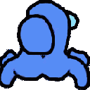 Blue Among Us crewmate character performing a twerking dance animation.