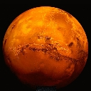 Planet glowing against a solid black background.