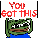 Pepe the Frog holding a sign that says You Got This in red text.