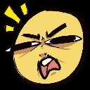 A yellow cartoon face with squinted eyes and a wide, disgusted open mouth expression.