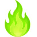 Flame icon rendered in a bright neon green color.