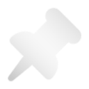 A white push pin icon on a black background.