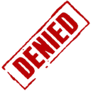 Red rubber stamp graphic with the word DENIED written in capital letters at an angle.