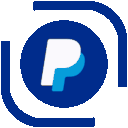 Four identical blue and white circular logos arranged in a horizontal row.