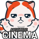 Marsey the cat with orange markings and paws raised, captioned with the words Absolute Cinema.