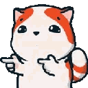 Marsey the cat twirls and dances happily with paws raised.