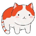A chubby orange and white cat rolling around and wiggling in a cute, animated fashion.