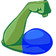 A muscular green arm flexing its blue bicep.