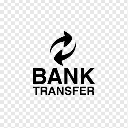 Bank transfer icon featuring two rotating arrows above the text Bank Transfer.