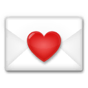White envelope with a red heart icon centered on the front.