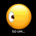 A yellow smiley face looking to the side with the text SO UM.... written below it.